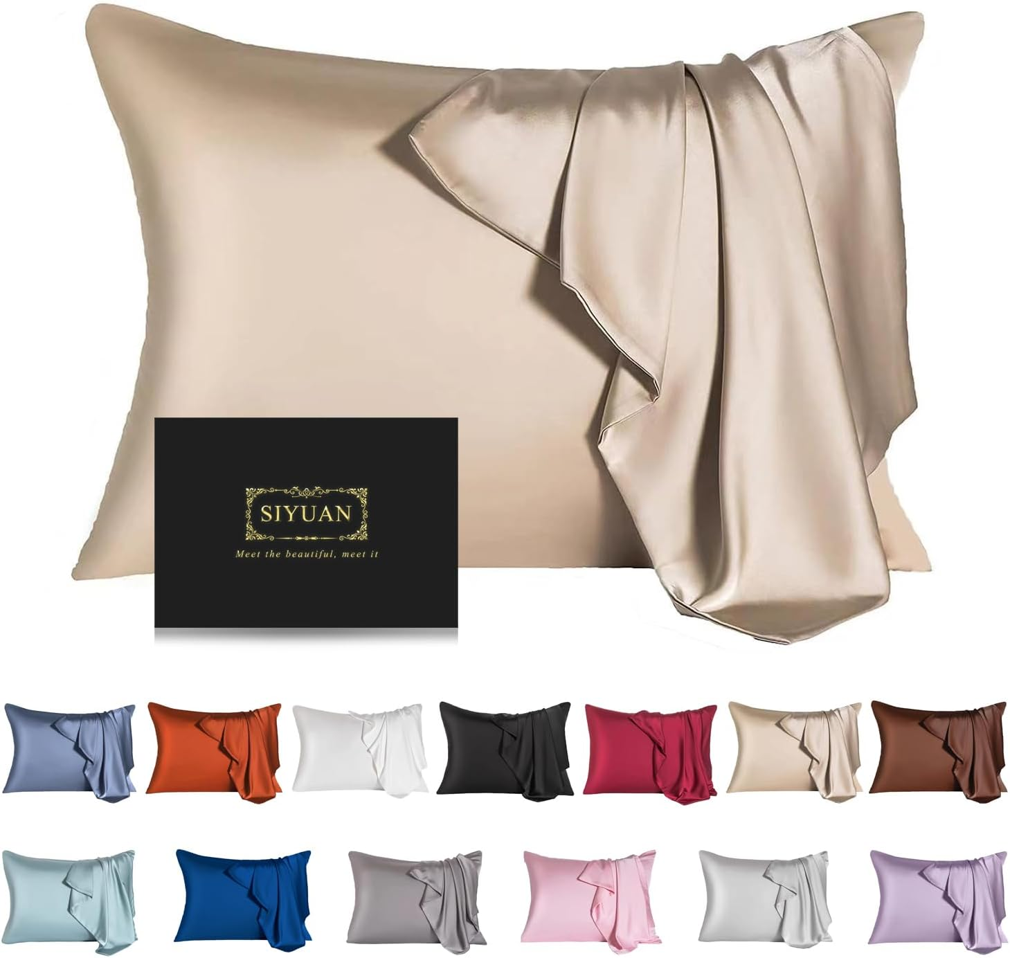 Mulberry Silk Pillowcase for Hair and SkinStandard Size Cooling Silk Pillow-image