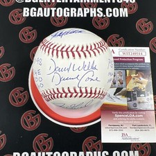 Jorge Posada Wells Cone & Girardi Signed OMLB Yankees Perfect Game Inscribed JSA