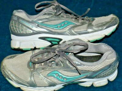 Womens size 9 Saucony Cohesion athletic shoes Gray and teal
