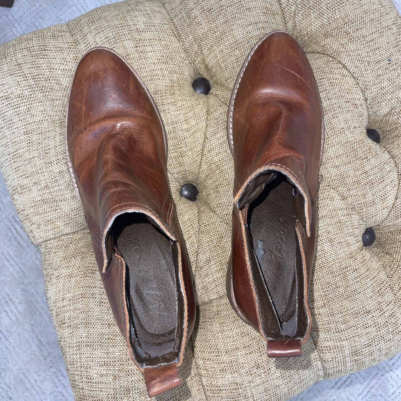 Matisse Brown Leather Booties Sz 8 Boots Distressed Yellowstone Boho Brazil Prep