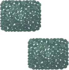 Adjustable PVC Pebble Sink Mat Set for Kitchen & Bathroom, 15.8 x 12 Inch
