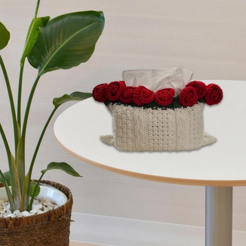 Caja de pañuelos de ganchillo rosa Z4M2 B7U7 - Imagen 8 de 11