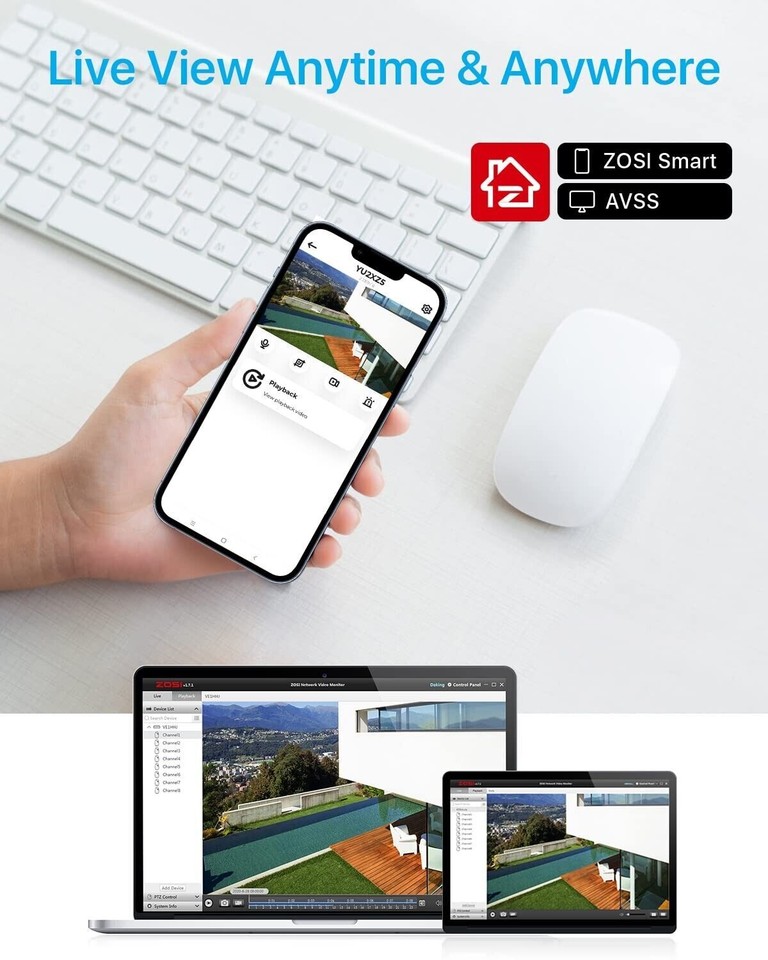 ZOSI 5MP 2K Security POE Camera with Cable WiFi Waterproof