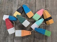 10 WOOD LOBSTER TRAP BUOY FLOATS Wooden Nautical Beach Boat House Decor Fishing