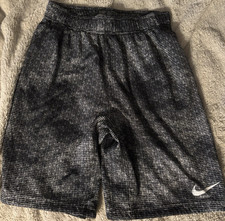 Nike Dri-FIT Boy s Athletic Shorts Black White Geometric Size L Elastic Waist