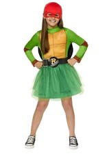 Girls Teenage Mutant Ninja Turtles TMNT 4-in-1 Costume Dress Set Sz Large 10 12