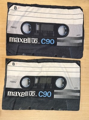 2 Vintage Very Rare Maxell C90 Cassette Tape Pillow Cases Old Stock
