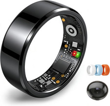 Smart Ring Fitness Tracker Heart Rate Blood Oxygen Sleep IP68 Waterproof Black
