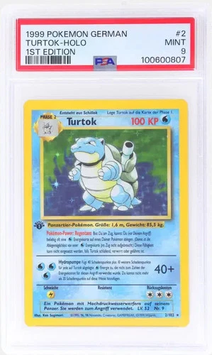 TURTOK BLASTOISE HOLO 1ST EDITION POKEMON GERMAN 1999 2 PSA 9