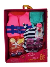 Our Generation Fun Day Sun Day Swimming/Life Jacket Beach Shells Set NIB