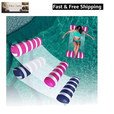 2-Pack Swimming Pool Float Hammock, Multi-Purpose Inflatable Hammock Pool Ham...