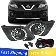 Pair For 2014 2015 2016 Nissan Rogue Clear Fog Lights Lamp w/Bulb +Switch +Bezel
