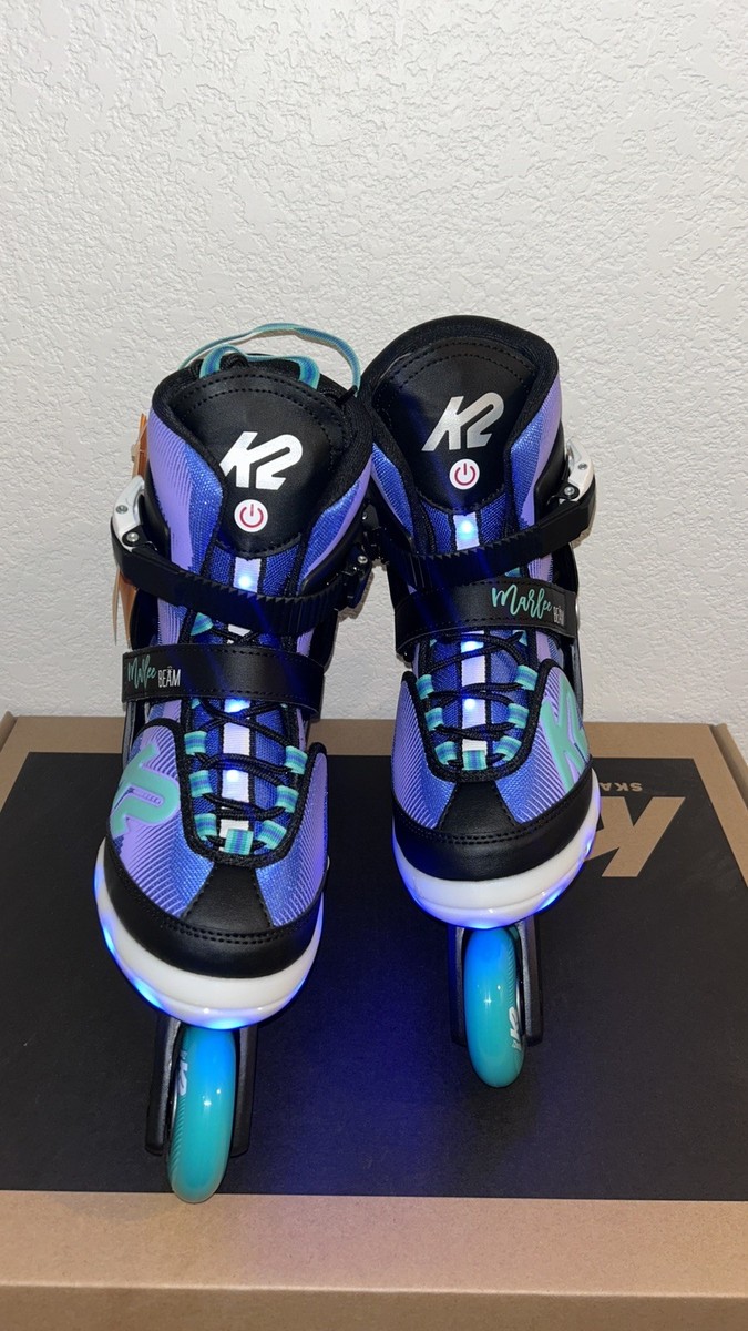 K2 Marlee Pro - Patins à Roulettes Enfant - 5 Tailles Réglables - Roues 72 Mm 80A - Softboot Confortable - Bleu/Violet