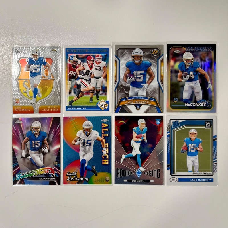 Ladd McConkey Rookie Card RC LOT OF 8! Topps Chrome Silver Optic +++ Chargers