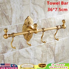 Towel Bar Rack Bathroom Towel Storage Brass Shelf Vintage Wall-Mounted Shelf
