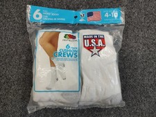 NOS Fruit of the Loom Women's Crew Socks 6 Pairs USA Made 2014 100 Cotton White