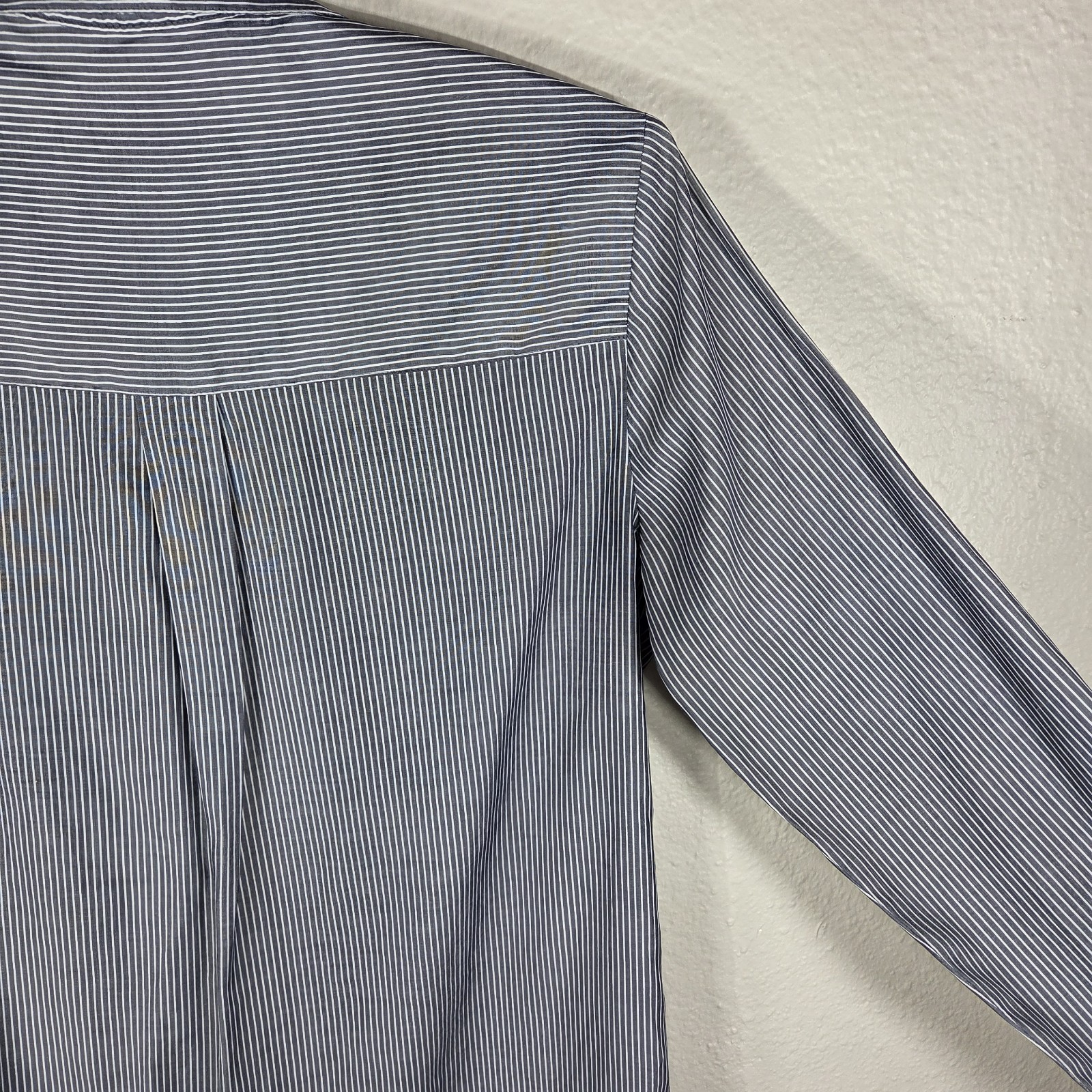 Express Gray White Button Down Shirt Striped Size… - image 11