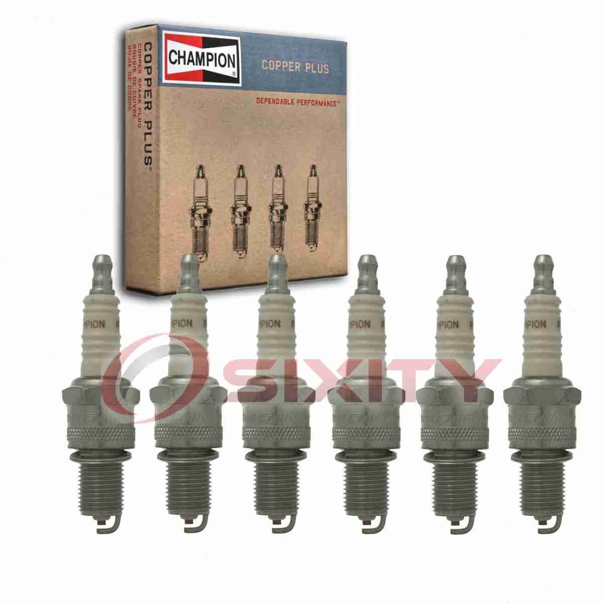 6 pc Champion Copper Plus Spark Plugs for 1964-1968 Chevrolet El Camino 3.2L xh