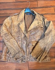 Polo Ralph Lauren Mens Brown Biker Jacket Ful...