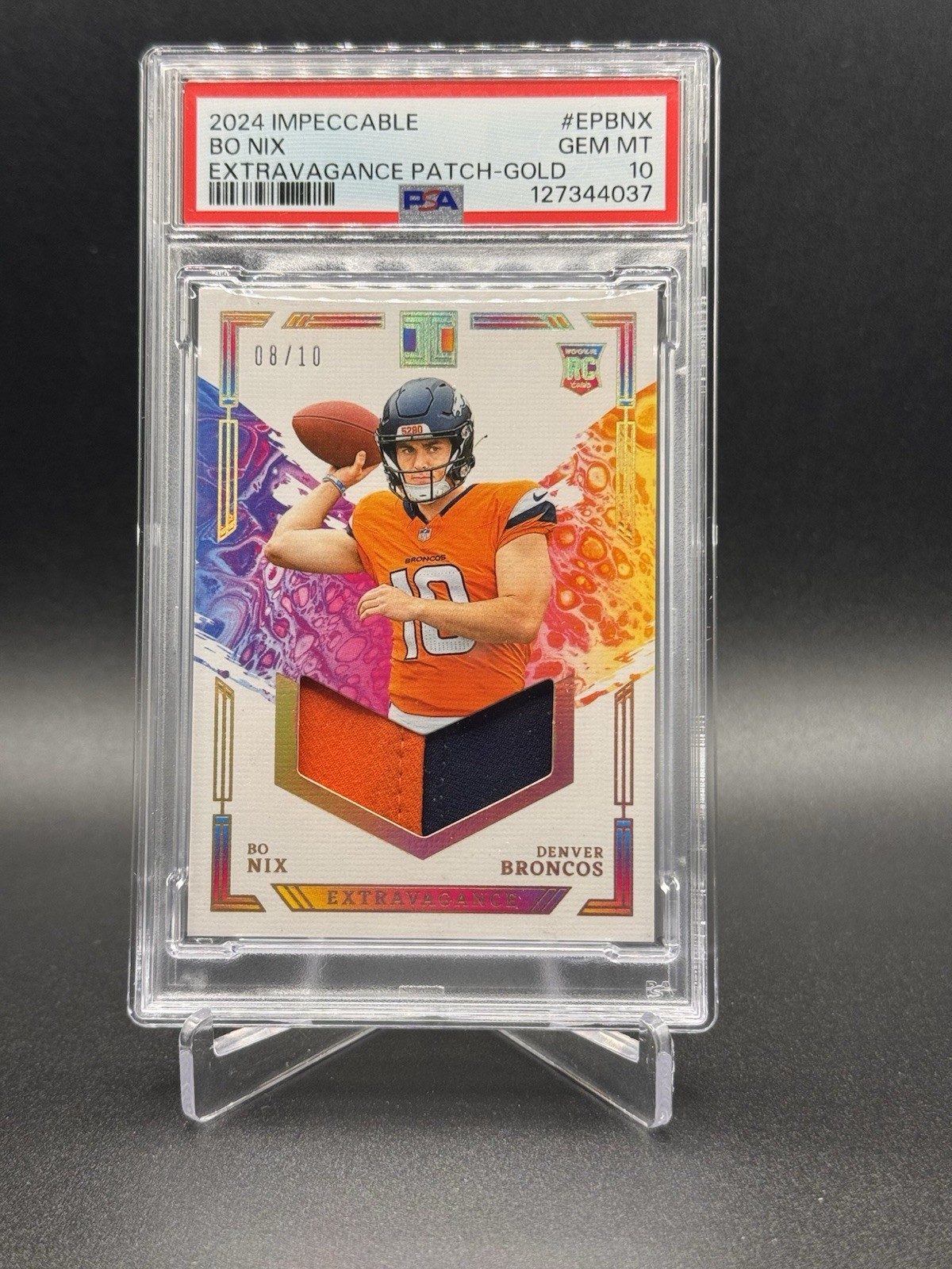 Bo Nix Panini Impeccable Extravagance Patches #EPBNX Gold