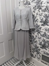 Alex Evenings Women s Grey Silver Evening Dress With Sparkle Jacket Size 8