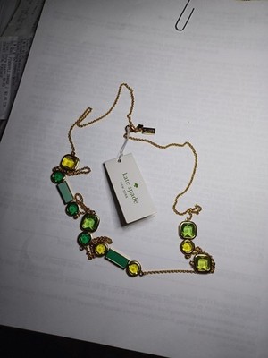 Kate Spade Cause A Stir Station Necklace NWT blue yellow green