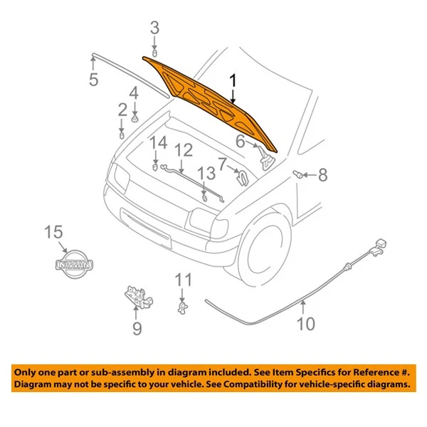 Fits 01-04 Frontier Pickup Truck Front Hood Panel Assembly NI1230156 651009Z435 - Image 3 of 4