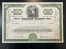 Stock Certificate - ACF-WRIGLEY STORES INC - 1956 - 100 SHARES - For Collection