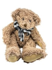 Vintage Plush Soft Fuzzy Teddy Bear With Bow 14  