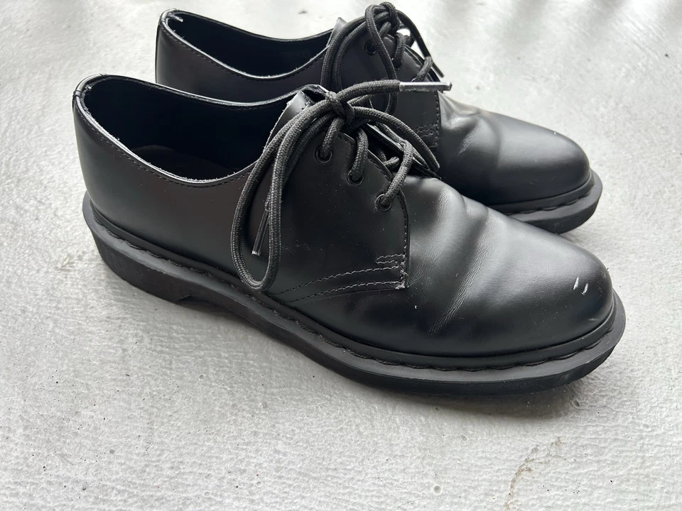 Doc Martens 1461 Oxford Derby Shoes Smooth Leather, US Size 9 Black Mono - Image 4 of 4