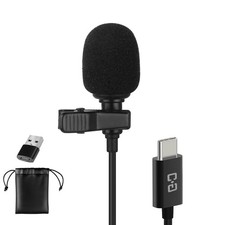 USB C Lavalier Microphone, Omni Condenser Clip-on Mic for iPhone 17/16/15, Sa...