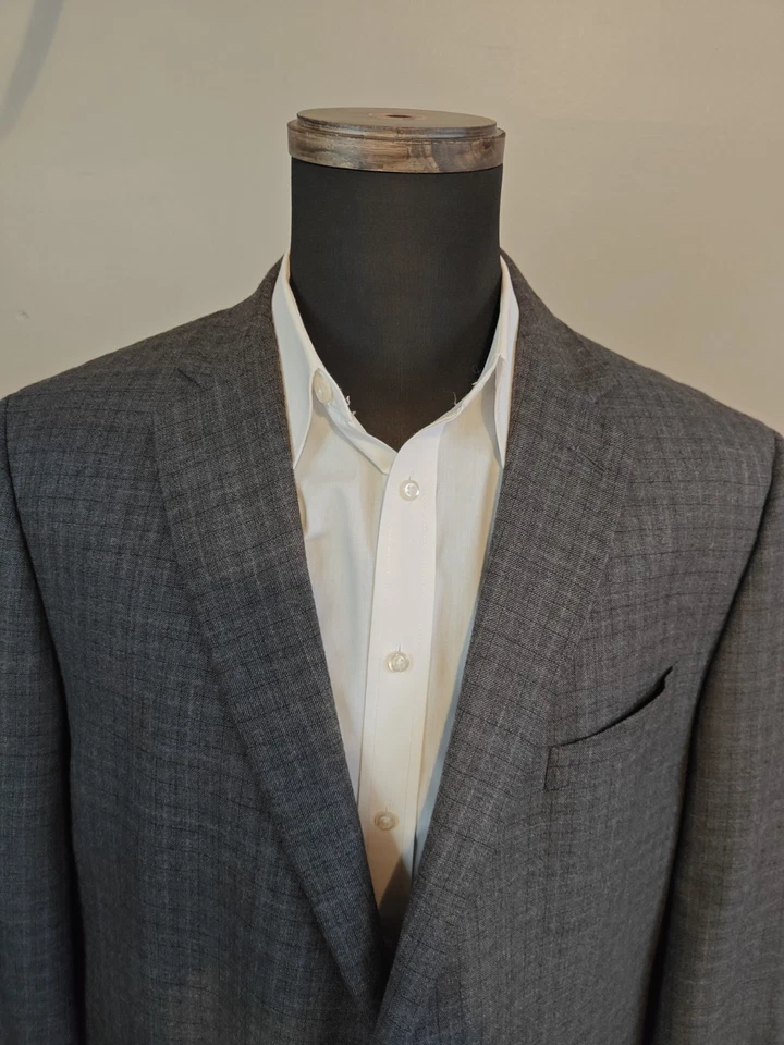 🇺🇲 Abrigo deportivo Joseph & Feiss para hombre 48S gris a cuadros dos botones de lana Foto 2 de 4