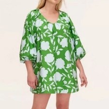 Kate Spade x Target Women's Green Floral Poplin Long Sleeve Mini Dress Size S