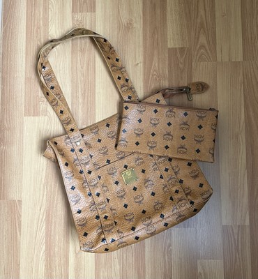 MCM Original Vintage Visetos Shopper Cognac mit Visetos Long Wallet