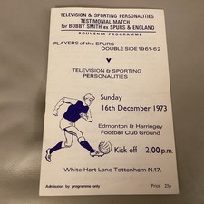 1973 Bobby Smith Testimonial Spurs Double Team v  TV & Pop Stars At Edmonton