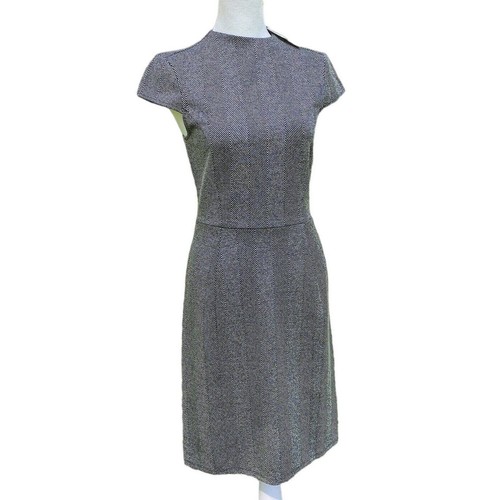H&M Black & White Zig Zag Dress Womens S Cap Sleeve Business Casual Fitted NWT