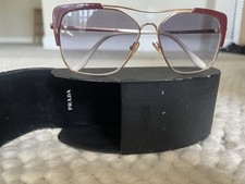 Prada Geometric Burgundy  Gold Gradient Sunglasses with Case