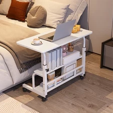 Mobile Standing Desk Adjustable Height Computer Stand Up Desk W/ Wheels Shelf