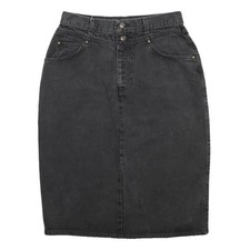 LEVI'S Womens Black Denim Pencil Skirt Knee Length Cotton Size M Retro Vintage