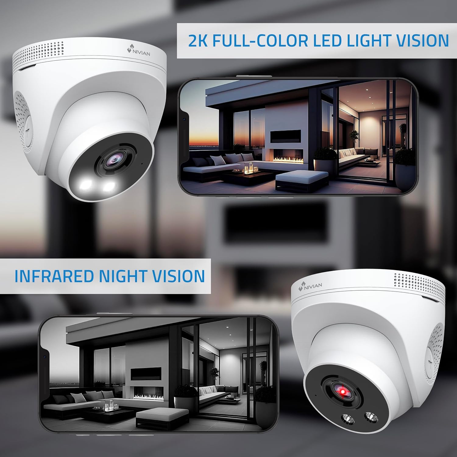 Telecamera Di Sicurezza Wifi-6 2K per Interni – Montaggio a Soffitto, Visione No - 3