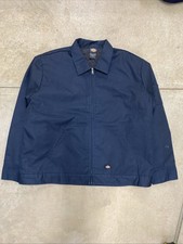 Dickies Men's Workwear Jacket 3XL Hooded, Blue Full Zip, Snap, Lined, Quilted