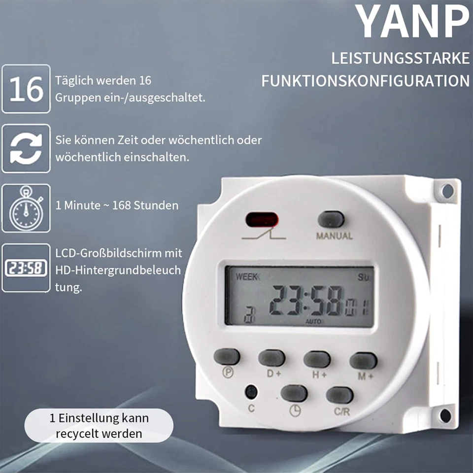 Interruttore Digitale Con Timer, Temporizzatore Digitale Elettronico LCD Con 7 G - Immagine 3 di 4