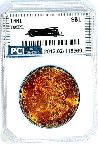 1881-P Rare Date Gem BU + DMPL Reflective Rainbow Toned Morgan Dollar