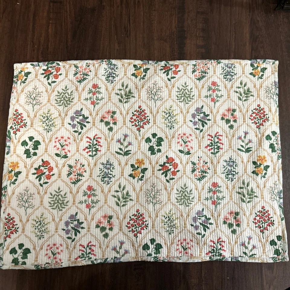 Nuevo sin etiquetas Rifle Paper Co. X The Company Store Hawthorne Edredón Floral Falso Foto 2 de 4