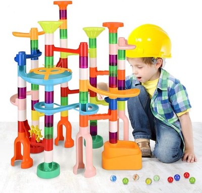 Murmelbahn kinderspiel - 135pcs Kugelbahn Marble Run Starke und Stabile Set mit