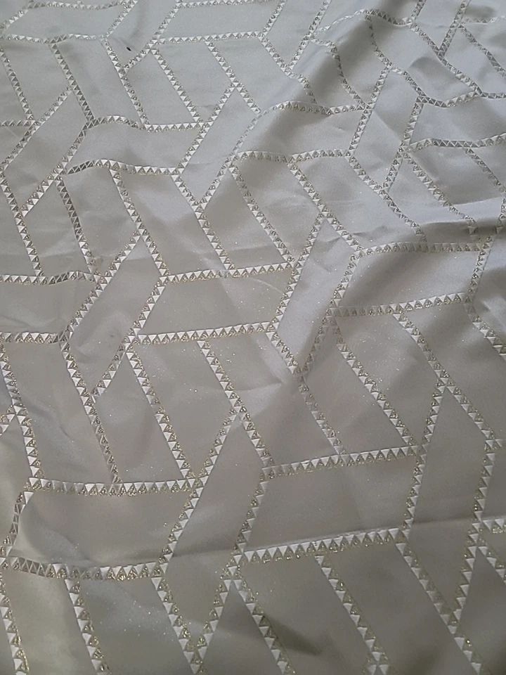 Set Of 6 Panel Golden Abstract Textured Rod Pocket Curtains 36x80 - Image 3 of 4