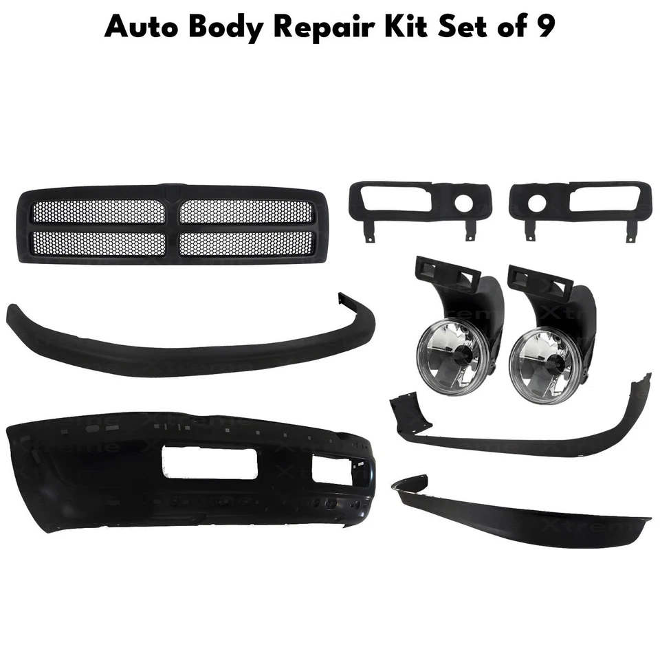 Front Bumper Primed Steel & Grille Assembly Kit For 1994-02 Dodge Ram 1500 2500 Foto 2 de 4