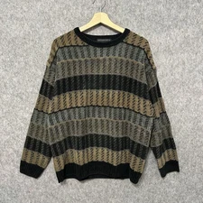 Vintage Geoffrey Beene Sweater Sz M brown black abstract stripe