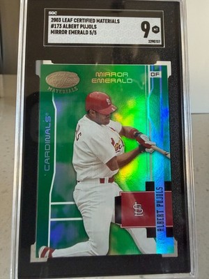2003 Leaf Certfied Materials 'Mirror Emerald' Albert Pujols #173 serial'd 5/5