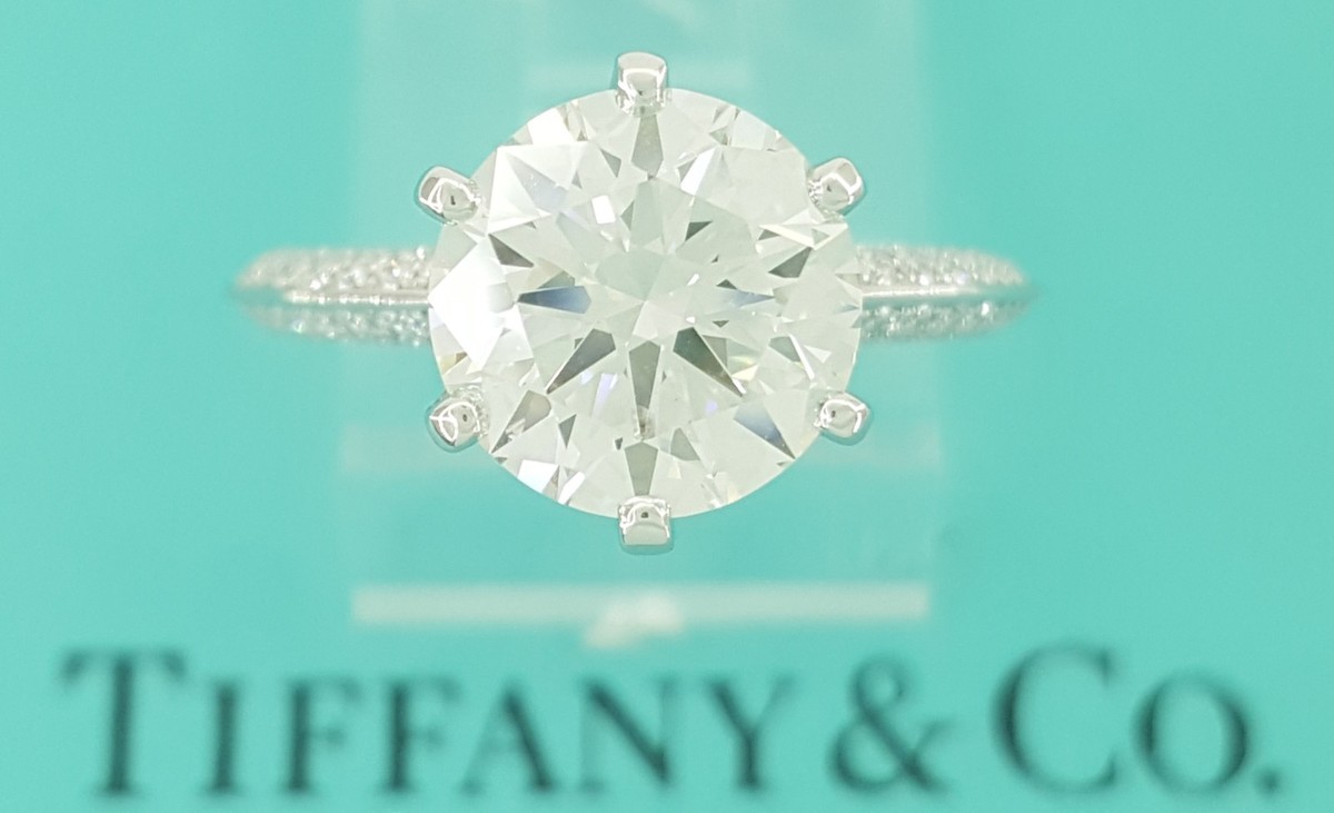 Tiffany & Co Solitaire Pave Diamond Engagement Ring 2.89 ct H/VVS1